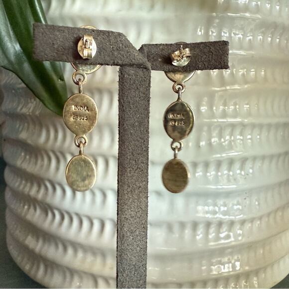 925 Sterling Silver DOUG PAULUS blue chalcedony gemstones Earrings - Picture 3 of 10